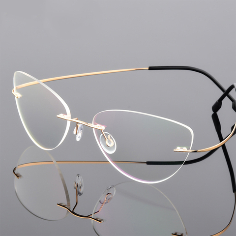 Lunettes de lecture sans bords pour femmes, en alliage de titane, Anti-rayon bleu, Prescription, presbytie, avec dioptrie, + 1.50 + 2.00 + 2.50 ► Photo 1/5