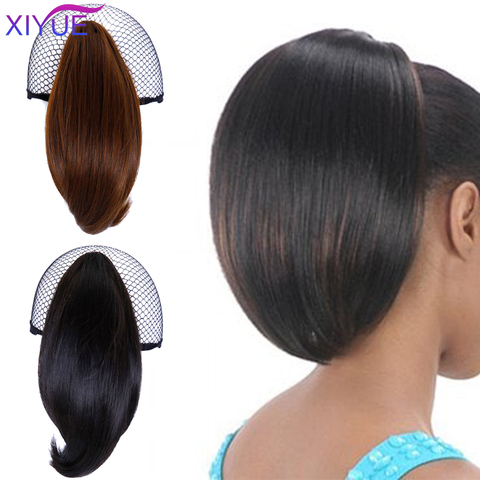 Extension capillaire synthétique courte, lisse, brune, noire, 7 couleurs ► Photo 1/6