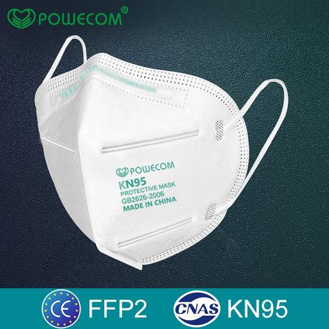 Masque respirateur KN95 Powecom KN95, 10 pièces, masque facial de sécurité PM2.5, protection buccal, Filtration 95%, masque anti-poussière ► Photo 1/6