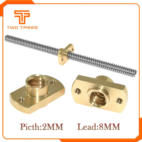 T8 vis sans fin écrou pas 2mm plomb 8mm laiton T8 x 8mm bride vis sans fin écrou pour pièces de CNC Ender 3 CR-10 accessoires d'imprimante 3D ► Photo 1/6