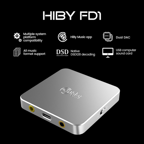 HiBy – amplificateur de casque d'écoute FD1 USB, décodage Deskstop DAC Audio DSD128, sortie 3.5/2.5mm pour Smartphones Windows, Android, iOS et MacOS ► Photo 1/6