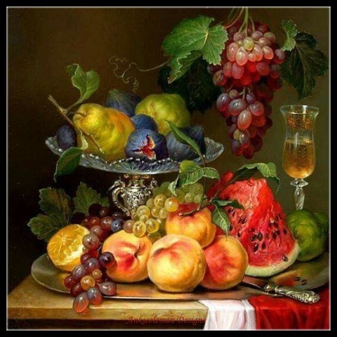 Kit de haute qualité pour broderie DMC, couture de point de croix, peinture à l'huile 14 ct, nature morte des Fruits 4 ► Photo 1/6