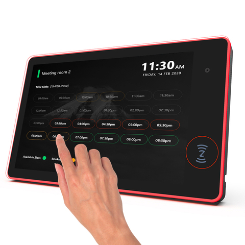 Mise à jour-10.1 pouces PoE Android tablette avec barre de LED-multicolore-NFC pour l'affichage des horaires de la salle de réunion de conférence open source ► Photo 1/6