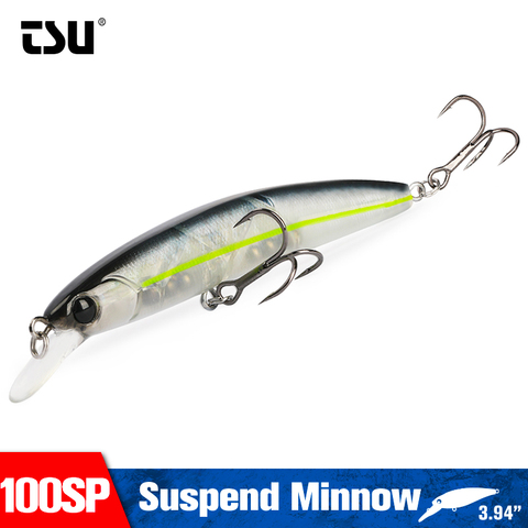 TSURINOYA Offre Spéciale 100SP suspendant le leurre de pêche au vairon 100mm 9.5g DW70 professionnel brochet Jerkbait appât dur Wobbler manivelle ► Photo 1/6