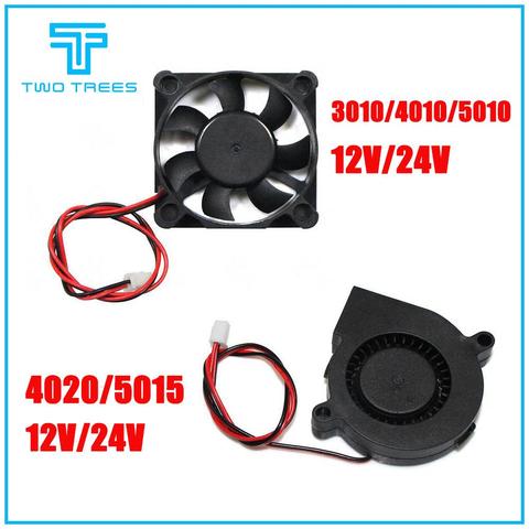 Ventilateur Turbo de refroidissement 5015/4010/4020 12V et 24V, pièces d'imprimante 3D sans balais, 2 broches pour extrudeuse, partie de ventilateur en plastique noir ► Photo 1/6