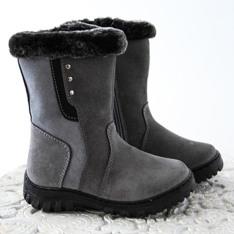 Bottes hiver adolescent naturel très chaud, bottes d'hiver pour enfants, en cuir véritable et fourrure, bottes pour enfants ► Photo 1/5