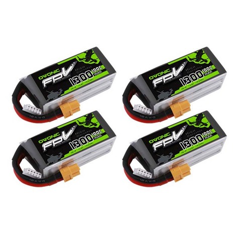 Pack de batterie ovale LiPo 1300mAh 14.8V 100C 4s avec prise XT60, pour FPV Freestyle FPV Racing avion RC, hélicoptère RC 4 pièces 1 pièce ► Photo 1/6