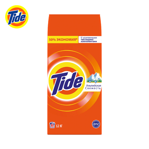 Tide – poudre à laver automatique, fraîcheur Alpine, 80 lavages, 12 kg. Produits de nettoyage, gel pour poudre de lavage, en capsules ► Photo 1/4