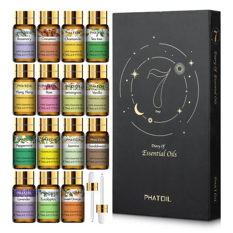 Huiles essentielles pures 15 pièces coffret cadeau arôme végétal naturel diffuseur d'huiles essentielles Eucalyptus vanille menthe géranium Rose huile d'arbre à thé ► Photo 1/6