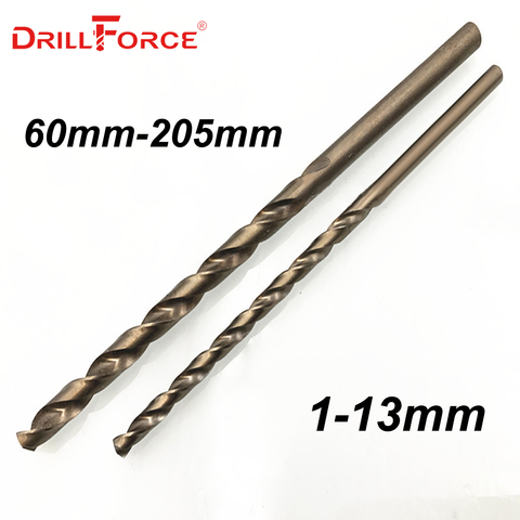 Drillforce outils pour perceuses à longue torsion, 5 pièces de 1.0mm-13mm HSSCO 5% Cobalt M35 pour l'acier inoxydable, alliage d'acier et fonte ► Photo 1/1