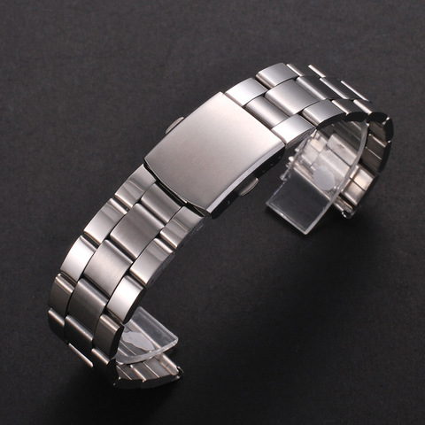 Bracelet de montre en acier inoxydable Bracelet de poignet couleur argent Bracelet de montre en métal avec fermoir pliant pour hommes femmes 12/14/16/18/20/22mm ► Photo 1/6