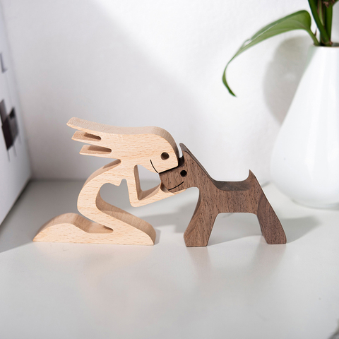 Bois ECO bois chien femmes homme sculpté Sculpture poncé à la main en bois artisanat maison bureau décorations cadeaux pour fille garçon Childen bird thday ► Photo 1/6