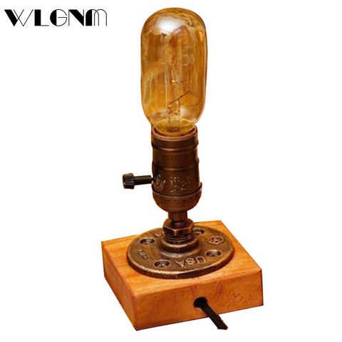 Lampe de Table rétro Edison en bois, ampoules Style Loft, pour café, Restaurant, Bar, bureau, éclairage domestique, 220V ► Photo 1/6