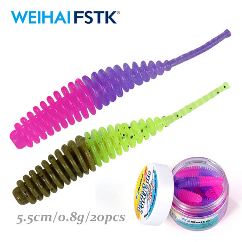 Pêche douce truite leurre Silicone appât Wobbler nageur appât Pesca artificiel ver appâts 55mm 0.8g pour truite ► Photo 1/6