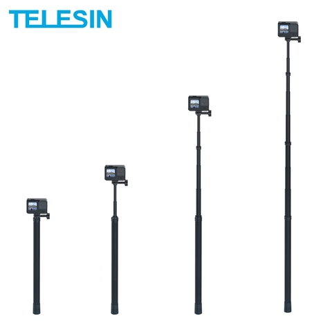 TELESIN 3M/2.7M En Fiber De Carbone Monopode de Bâton de Selfie de Longueur Réglable Pour GoPro 9 8 7 Osmo D'action Insta360 Xiaoyi Sjcam Accessoire ► Photo 1/6