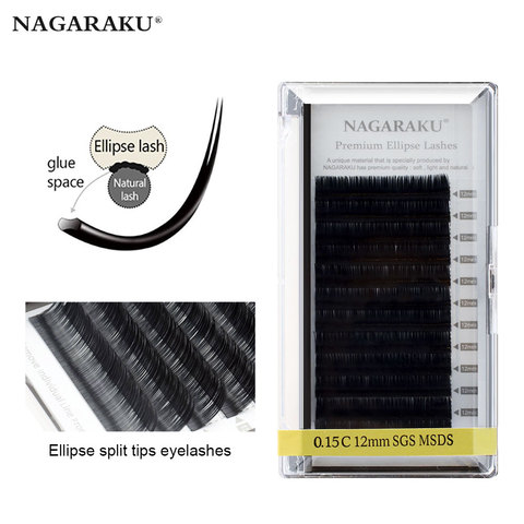 NAGARAKU plat Ellipse Extensions de cils split conseils ellipse en forme de lumière naturelle faux ellipse cils couleur brillante ► Photo 1/6