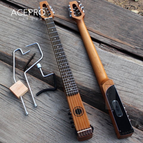 Acepro Mini guitare acoustique électrique, guitare de voyage muet, érable rôti finition satinée, Circuit imprimé de haute qualité en acier inoxydable ► Photo 1/6