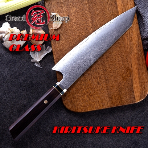 Couteau de cuisine japonais VG10 damas acier inoxydable 67 couches Kiritsuke lame ébène poignée Chef cuisine tranchage outil Premium ► Photo 1/6