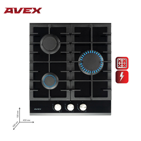 AVEX – plaque de cuisson à gaz sur verre, avec plaque de cuisson intégrée, appareil ménager, HM 4531 B ► Photo 1/6