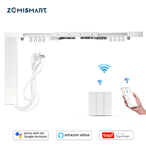 Zemimart rideau électrique avec interrupteur cinétique Tuya vie intelligente WiFi contrôle Alexa Google contrôle à la maison ► Photo 1/5