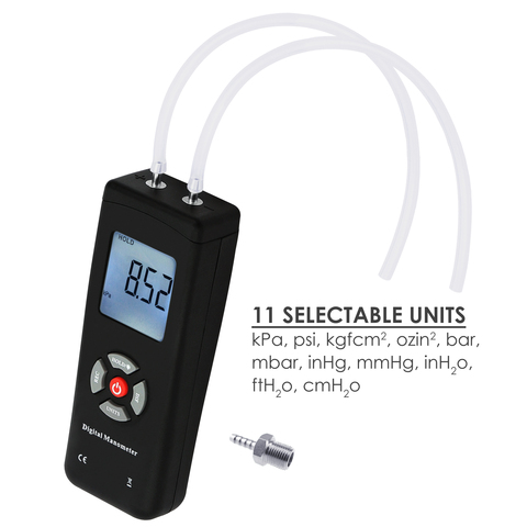 Manomètre numérique Portable, 11 unités avec rétro-éclairage, manomètre pour pression d'air/gaz +/-13,78 kpa +/-2psi ► Photo 1/6