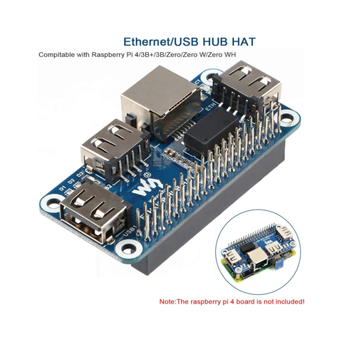 Carte d'extension de chapeau de Module de HUB d'usb d'ethernet de 5V RJ45 + Kit de démarreur de câble d'usb pour la framboise Pi 3B/3B +/4B zéro W H ► Photo 1/6