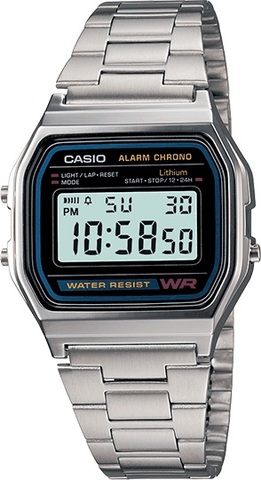 CASIO rétro unisexe Casio montre A158WA-1Q plaqué argent Casio homme A158WA-1 acier inoxydable montre numérique ► Photo 1/5