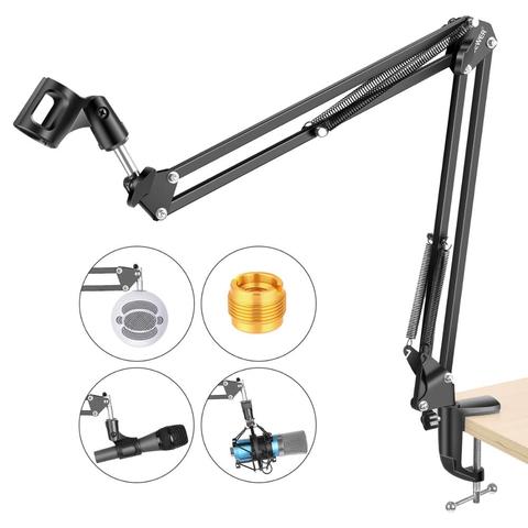 Neewer Extensible Enregistrement Support de Microphone Suspension Boom Ciseaux Bras de Support de Stand avec Mic Clip Table De Montage Pince ► Photo 1/6