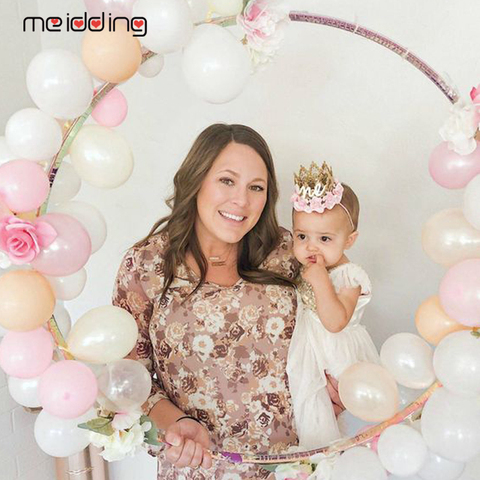 Support circulaire à ballons, guirlande en plastique blanc, arc à ballons, outils pour fête d'anniversaire pour garçons et filles, fournitures de décoration ► Photo 1/6