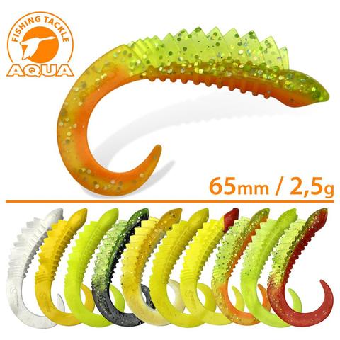 Leurre en Silicone twister Aqua pêche fièvre réelle (6.5 cm) 5 pièces ► Photo 1/1