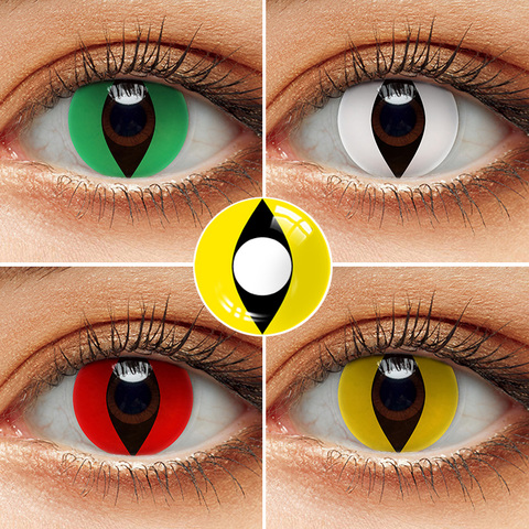 Lentilles de Contact Cosplay pour les yeux, 1 paire (2 pièces), pour Halloween, rendu cosmétique, Anime, œil de chat, avec lentille de couleur ► Photo 1/6