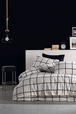 Carrelage noir 100 coton Ranforce ensemble de Housse de couette linge de maison ensemble de literie noir et blanc Design ensemble de couverture de lit couette Housse de literie ► Photo 1/1