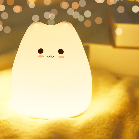 Lampe LED en Silicone pour chambre à coucher, capteur de chat, lumière douce, rvb, idéal pour une chambre d'enfant ► Photo 1/6