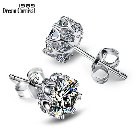 DreamCarnival1989 - boucles d'oreilles en argent, boucles d'oreilles en argent sterling 925 de haute qualité en zircon blanc de luxe à usage journalier, SE10817R ► Photo 1/6