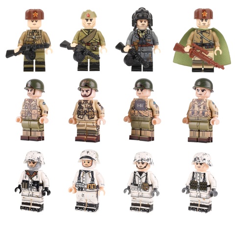 Figurines de soldats de l'armée soviétique WW2, blocs de construction, armes de la 101ème Division aérienne américaine, pièces d'armes, Mini briques, jouets ► Photo 1/1