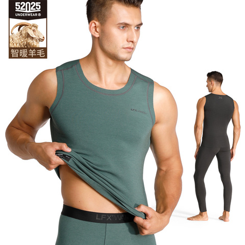 52025 Gilet thermique avec Laine Mérinos T-Shirt Sans Manches Sans Soudure doublé Polaire Lumière douce Confortable Chaud Thermique Maillot de Corps ► Photo 1/5