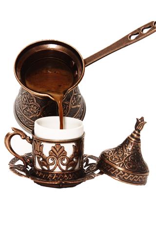 Modèle turc cuivre coulée cafetière cafetière à la main 4 personne capacité décorative cadeau accessoire Ottoman ► Photo 1/6
