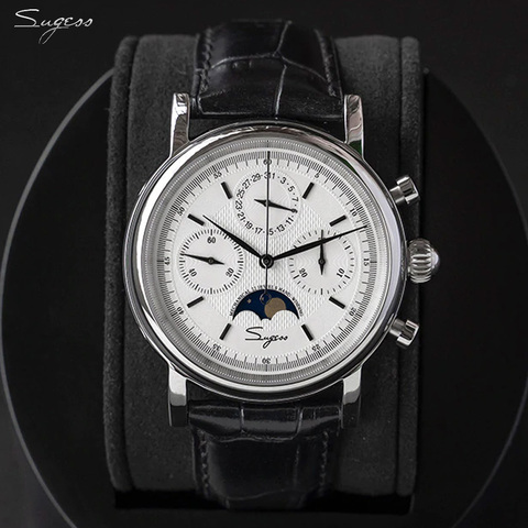 Mouvement mouette ST1908 Sugess hommes calendrier mécanique montre chronographe Vintage phase de lune montre-bracelet étanche ► Photo 1/6