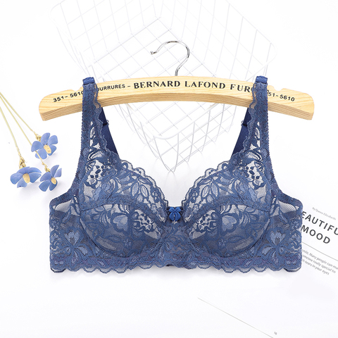 Sexy dentelle Push Up soutien-gorge pour femmes 3/4 tasse crochet et oeil respirant gaze Ultra-mince soutien-gorge Bralettelingerie feminina nouveau ► Photo 1/6