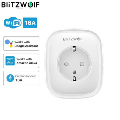 BlitzWolf BW-SHP2 3840w EU Plug Smart WiFi Prise de courant Adaptateur de prise 16A Prise de courant sans fil Prise de courant Télécommande Timing Commande vocale Travailler avec Alexa Google Assistant pour Smart Home ► Photo 1/6