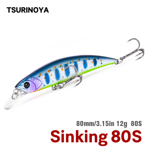 TSURINOYA 80S 12g naufrage vairon leurre de pêche DW96 8cm grande truite brochet sébaste appât dur Jerkbait eau douce eau salée Wobbler ► Photo 1/6