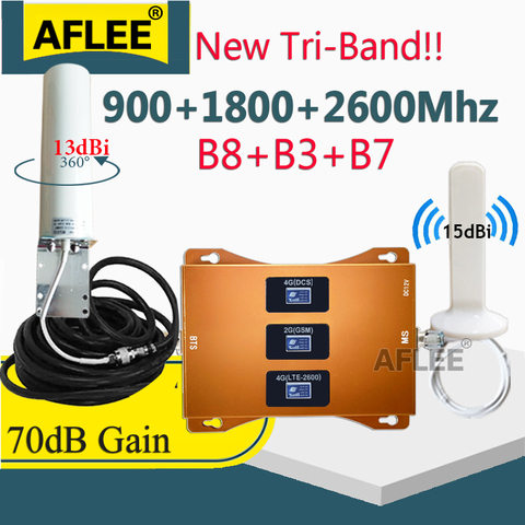 Nouveau!! Amplificateur cellulaire de téléphone portable 4G 900 1800 2600 répéteur Tri-bande GSM 2G 3G 4G amplificateur de Signal Mobile réseau DCS WCDMA LTE ► Photo 1/6