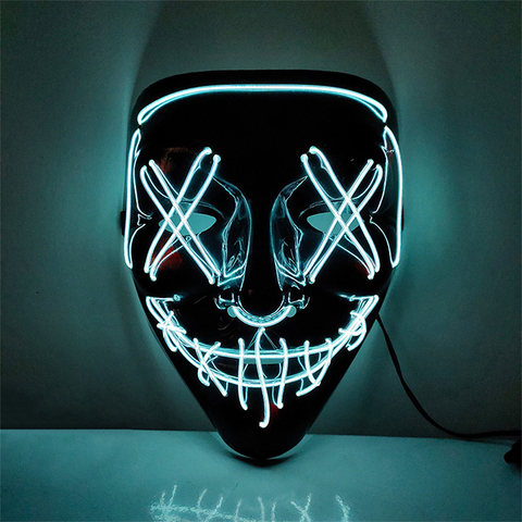 Masques de fête d'halloween, LED masques scintillants, Masque d'éclairage pour fête d'halloween, carnaval, Club, déguisement de Cosplay amusant ► Photo 1/6