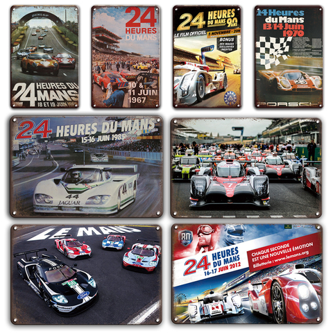 Panneau métallique Vintage 24 H Du Mans, Plaques décoratives, affiche en étain, autocollants muraux de salle, panneaux de Paris Le Man ► Photo 1/6