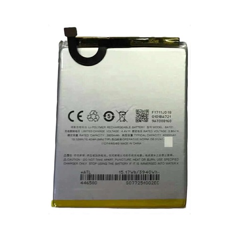 Batterie de téléphone 4000 mAh Meizu pour M6 Note BA721 Batteries rechargeables de batterie de remplacement de haute qualité ► Photo 1/1