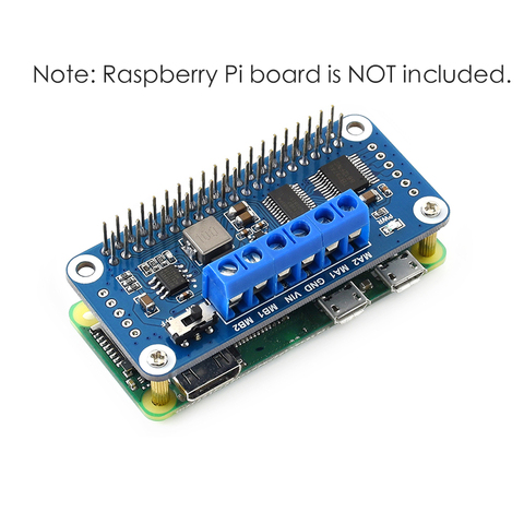 Chapeau de carte d'extension de Module de pilote de moteur à courant continu PWM 2 canaux pour framboise Pi zéro W H 3B 4, Interface I2C Motor Driver Module HAT ► Photo 1/5