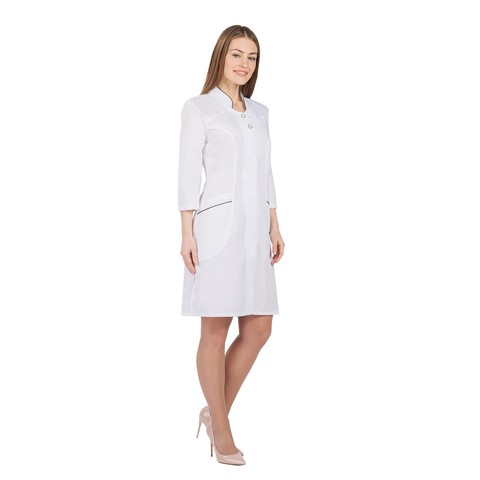 Robe médicale femme ivuniforma Sabrina blanc avec bordure noire ► Photo 1/2