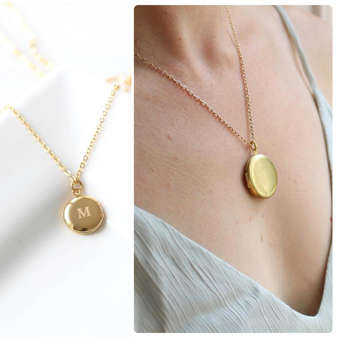 Collier avec pendentif en acier inoxydable pour femmes, médaillon personnalisé, Photo, cercle rond gravé, cadeau pour maman ► Photo 1/6