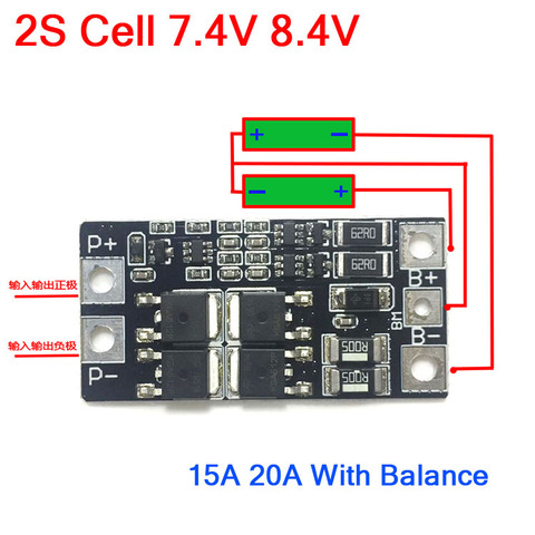 2S 15A 20A cellule 7.4V 8.4V 18650 Lithium batterie carte de Protection avec Balance BMS Li-ion chargeur protéger pour moteur lumière ► Photo 1/3