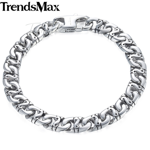 Trendsmax – Bracelet de motard pour hommes et femmes, couleur argent, chaîne à maillons Marina, en acier inoxydable 316L, HB19 ► Photo 1/4